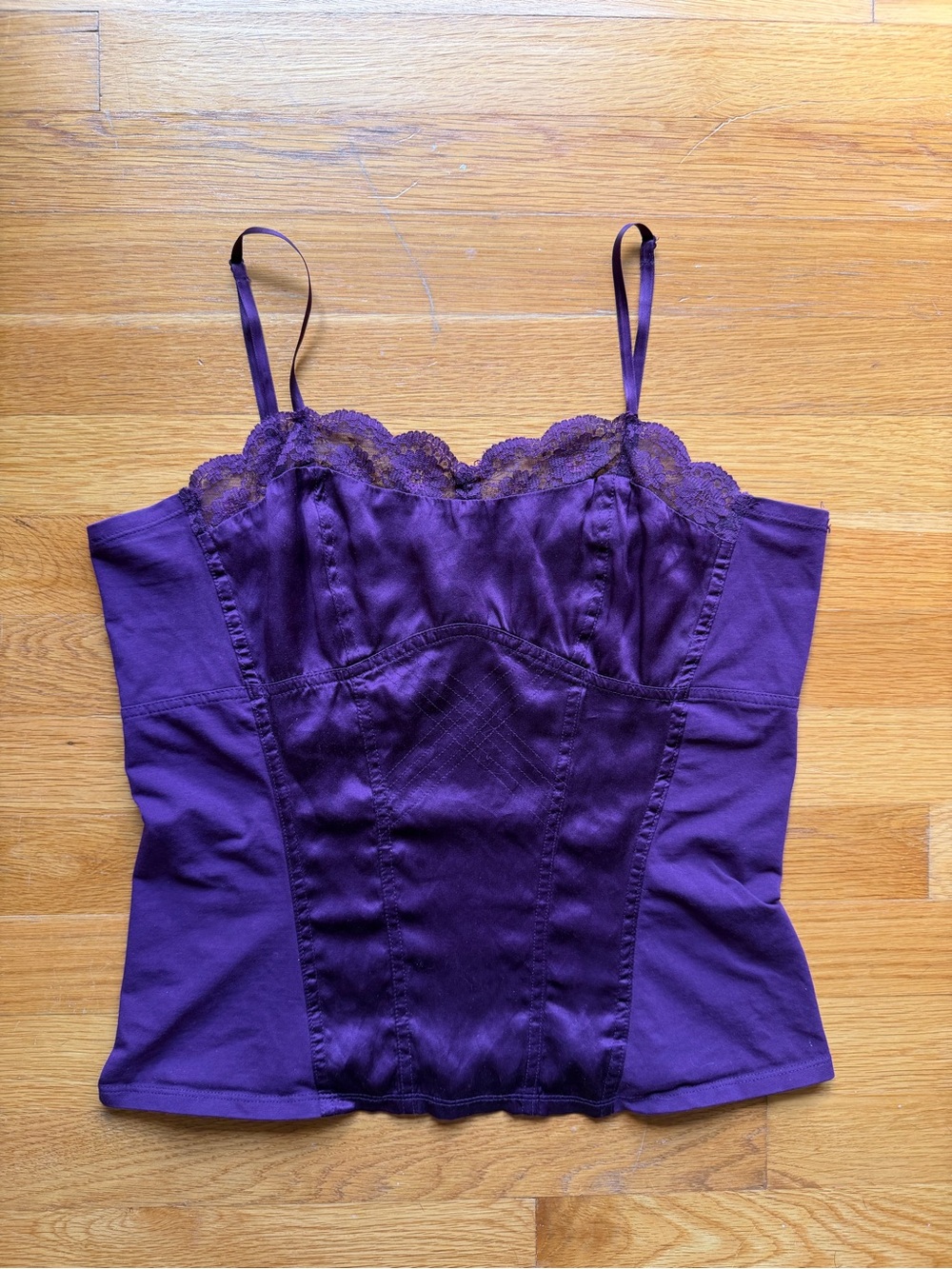 Anne Klein Purple Lace Bustier Tank Top - Size Small